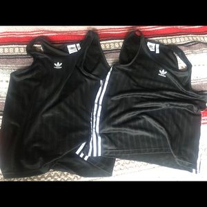 Two Adidas Black & White Tank Top Jerseys